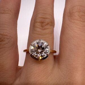 2.10 carat EF VS old European cut lab diamond two toned Georgian engagement ring
